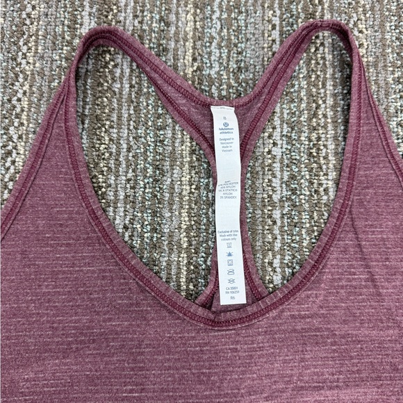 Lululemon| Sweat It Out Racer - Yoga Running Sports Tank Top Heathered Bordeaux - Picture 5 of 8